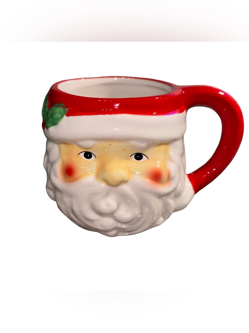 Vintage Santa Claus Ceramic Christmas Mug Red White Jolly St Nick Holiday Decor